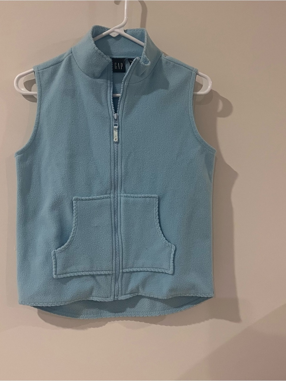 Vintage Gap Girls Blue Fleece Vest XXL Pockets Zip